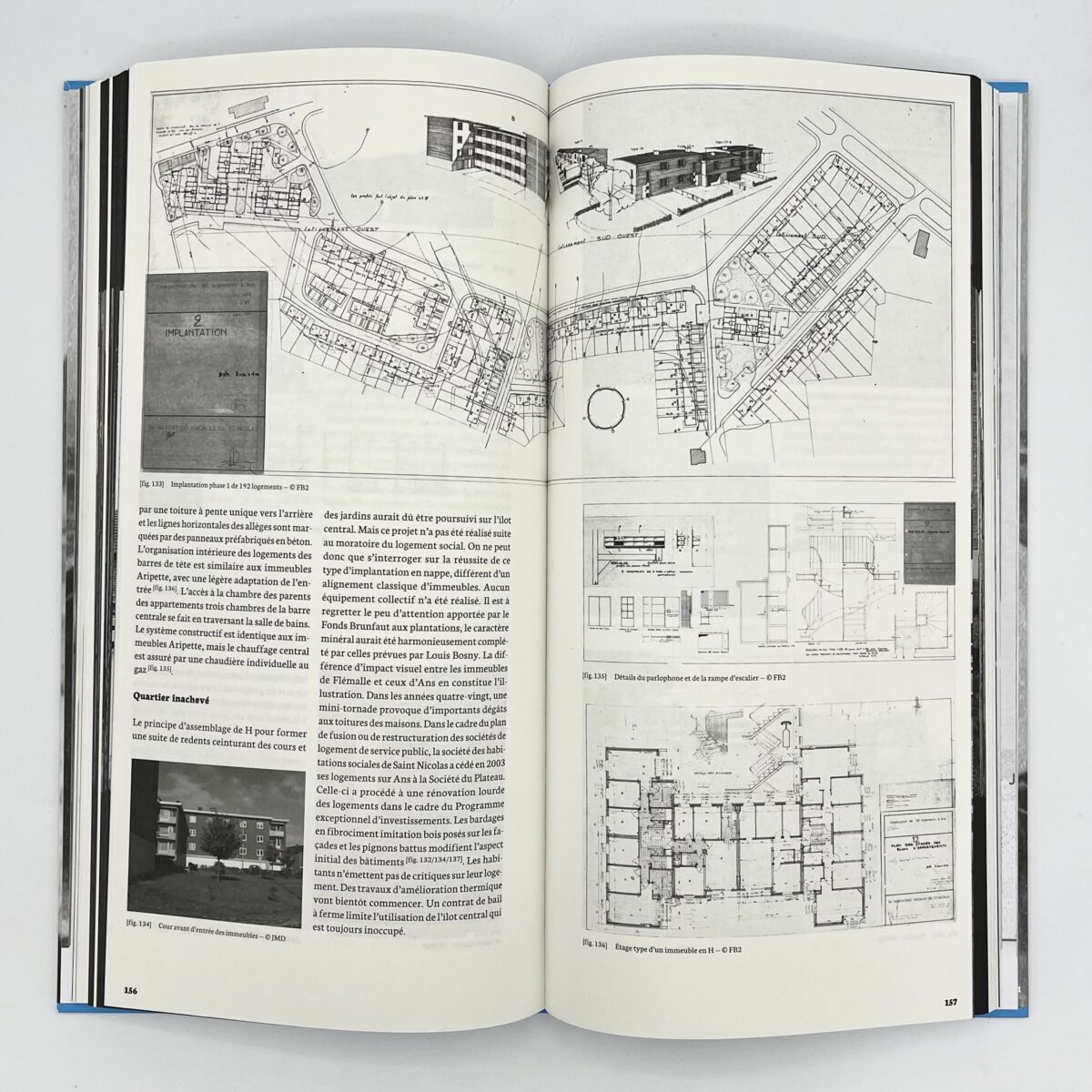 Photographie de pages tirées de Une Sobriété Créative Louis Bosny Architecte 1924-1983, Jean Michel Degraeve, 2dition Fourre-Tout, Peinture Fraîche.